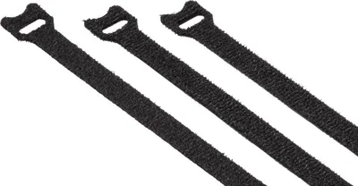 Produktbild von Hama 00221008, Kabelbinder mit Klettverschluss, Nylon, Polypropylen (PP), Schwarz, 4 cm, 200 mm, 12 mm