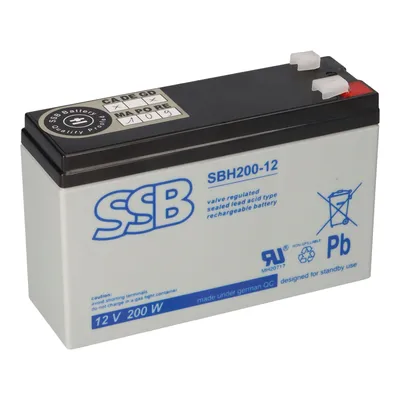 Zdjęcie produktu dla Akumulator kwasowo-ołowiowy SSB SBH 200-12 AGM 4.8mm/6.3mm Faston - 12V 4.6Ah 171W