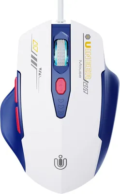 Obrázek produktu pro Myš s kabelem, ergonomický design, nastavitelné rozlišení až 7200 DPI se 6 tlačítky, počítačová myš k notebooku, Plug & Play, modrá a bílá barva