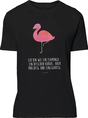 Produktbild von Mr. & Mrs. Panda S T-Shirt Flamingo Classic - Schwarz - Geschenk, Basic-Shirt, Tshirt, oberteil, Prächtig, Ich, Freundin, Selbstliebe, Stolz, mit Spruch, Rosa