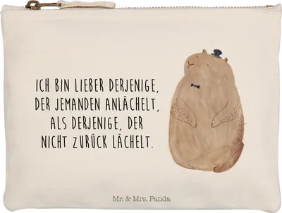 Produktbild von Mr. & Mrs. Panda Pouch Murmeltier Grösse XL Große - Weiß - Geschenk, Federtasche, Respekt, Baumwolltasche, Anstand, Schlampermäppchen, Fröhlichkeit, kosmetiktäschchen