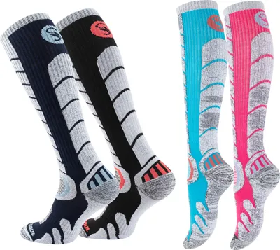 Produktbild von Ski und Snowboard Socken mit Spezialpolsterung, 2 Paar - Schwarz - 35 - 38