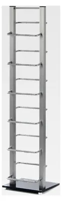 Produktbild von CD Ständer Regal Lounge Tower 92 cm aus Aluminium und Glas zur Aufbewahrung von ca. 85 CDs
