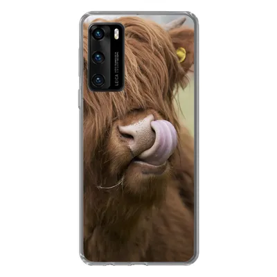 Produktbild von MuchoWow® Handyhülle Schutzhülle Hülle für Huawei P40 Schottischer Highlander - Braun - Tiere Silikon Softcase Handy Hülle - Handytasche
