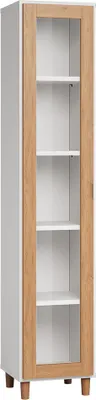 Produktbild von Vitrine Arbolita 35, Farbe: Weiß / Eiche - Abmessungen: 195 x 39 x 40 cm (H x B x T)