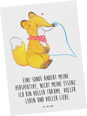 Produktbild von Mr. & Mrs. Panda Grußkarte Fuchs Magensonde - Weiß - Geschenk, Postkarte, Ansichtskarte, Schluckstörungen, Postkarten, Ansichtskarten, Kunstkarten