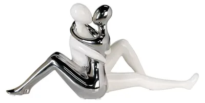Imagen del producto de Figura decorativa, par, "Historia de amor", cerámica, blanco, plateado, unidad de venta: 2, ancho: 34,5 cm, alto: 16,5 cm. Código: 15718. EAN: 4001250366850