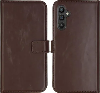 Image de Selencia Bibliothèque en cuir véritable pour le Samsung Galaxy A34 (5G) - Marron