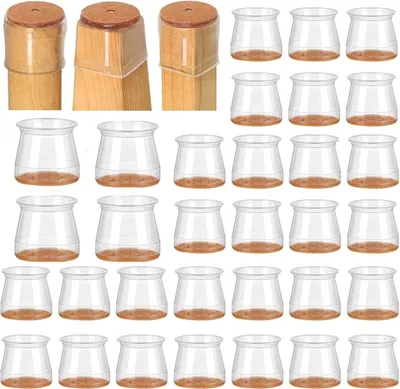 Produktbild von Stuhlbein-Bodenschoner, transparente Silikon-Stuhlbeinkappen mit Filzpolster, Möbelschoner, Tischstuhlfüße, Abdeckungen für Hartholz, 32 Stück