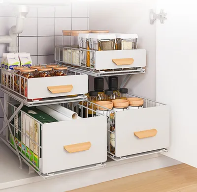 Produktbild von 2x Küchen Organizer,Unter Waschbecken Regal,Gewürzregal Spülschrank Schrank Organizer für Badezimmer Küche