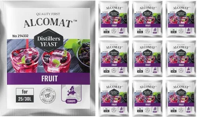 Produktbild von Fruit Distillers ALCOMAT Yeast Alkohol Hefe | Brennhefe  Destillation| auf 25/30 Liter | bis 17%, 10 Stück