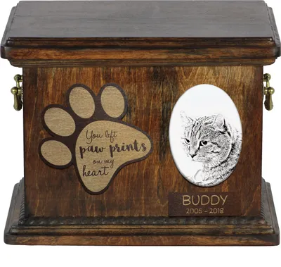 Produktbild von Hochlandluchs - Eine Urne für die Asche einer Katze, eine Urne für eine Katze mit Foto, eine personalisierte Katzenasche-Box der Marke Art-Dog.