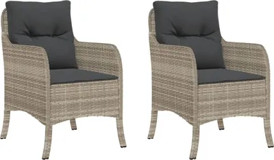 Produktbild von Gartenstühle mit Kissen 2 Stk. Hellgrau Poly Rattan