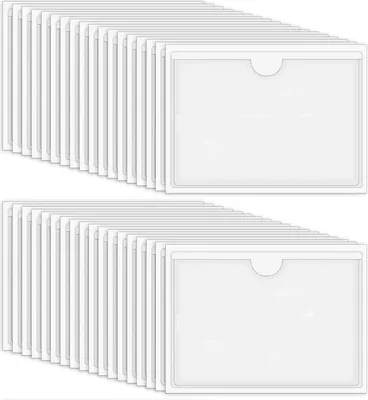 Obrázek produktu pro 36 kusů samolepicích štítků 13,5 x 9,5 cm Transparentní - držáky vizitek Kancelář Škola Domov