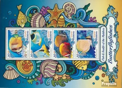 Produktbild von Briefmarken Malediven 2016 Mi 6663-6666 Kleinbogen (kompl. Ausg.) postfrisch Falterfische