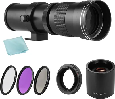 Produktbild von Kamera MF Super Telezoom Objektiv F/8,3-16 420-800mm T Mount + UV/CPL/FLD Filter Set +2X 420-800mm Telekonverter + T2-EOS Adapterring Ersatz fuer Canon EF-Mount EOS Rebel T7 T7i T6 T6 T6i T5 T5 SL2 80D 77D 700D 70D 60D 50D 5D 6D 7D 600D 550D 200D 150D 100D 1300D 1400D 1500D Kameras