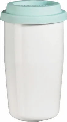 Obrázok produktu pre ASA Thermobecher weiß, Deckel türkis  d. 8,5 cm, h. 16,1 cm, 0,35 l., double-w