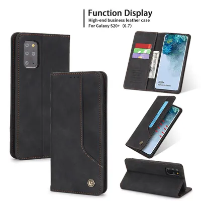 Obrázek produktu pro RetroPolyuretankožené pouzdro pro Samsung Galaxy S20 Plus peněženkový design pouzdro s držákem na karty a stojánkem černé