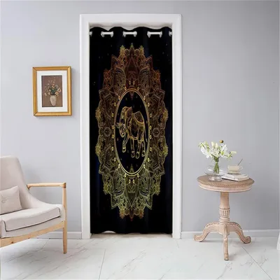 Image de Rideau de porte occultant avec œillets, effet thermique, 117x138 cm, style G