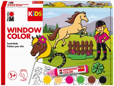 Obrázek produktu pro Marabu 0306000000007 Marabu KiDS Sada barev na sklo „Ponyhof“, 6 x 25 ml