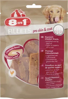 Produktbild von 8in1 Fillets Snacks Pro Skin & Coat, Snacks, Hund, 80 g