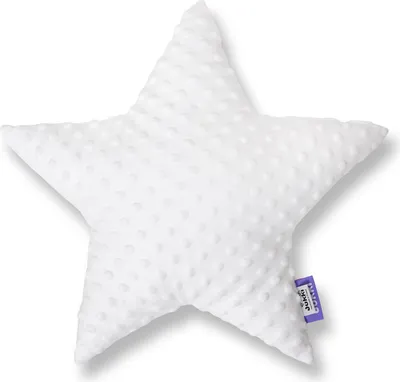 JUKKI® DekoKissen für Kinderzimmer  STERN [Weiß] 40cm Plüsch MINKY Kopfkissen für Kinder Kuschelkissen Plüschkissen