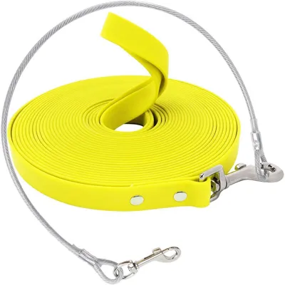 Image de Laisse de traction pour chiens, imperméable, avec une sangle résistante aux morsures, 10 mètres, jaune