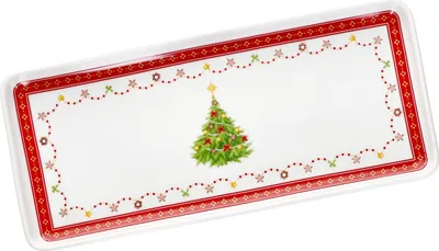 Obrázek produktu pro Vánoční talíř na dort Christmas Dream Obdélníkový porcelánový talíř na vánoční štolu