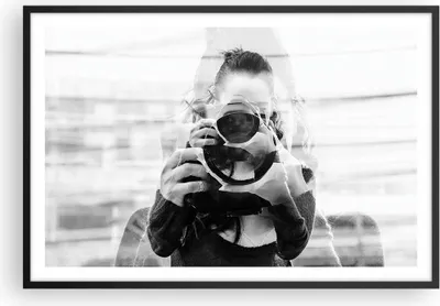 Produktbild von Gerahmtes Poster - Schwarzer Rahmen - Fotograf Schwarzweiß Doppel - 91,5x61 cm - Wand Bild - Wanddeko - Wandbilder - Kunstposter - Wandposter - Bilderrahmen - Bilder - Kunstdruck - P2BAA91x61-4586