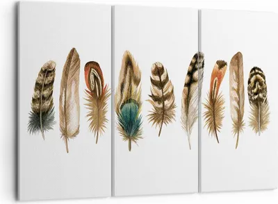 Produktbild von Bild auf Leinwand - Leinwandbild - 3 Teile - Weiß Hintergrund Federn - 105x70cm - Wand Bild - Wanddeko - Wandbilder - Leinwanddruck - Bilder - Wanddekoration - Leinwand bilder - CE105x70-4419