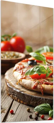 Produktbild von Glasbild 55x110cm in XXL für Wohnzimmer, Schlafzimmer Motiv Pizza im Holzofen