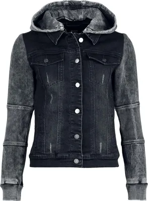 Produktbild von Black Premium by EMP Damen schwarz/graue Kapuzenjacke mit Knopfleiste XXL