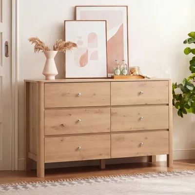 Productafbeelding van Kommode met zes lades, 120x40x80 cm, eikenhout. Dressoir/kast