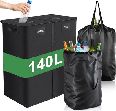 Immagine prodotto di Contenitore per bottiglie in gomma da 140L con coperchio per la raccolta di bottiglie vuote