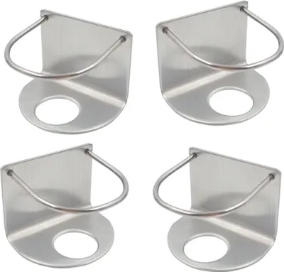 Produktbild von 4er Set Zahnpastahalter Wand [ohne Bohren] - manueller Zahnpastaspender [selbstklebend] für Badezimmer | Wandmontage | 50 x 45 mm Halterung für Zahnpasta [silber] aus Edelstahl | Bad Accessoires