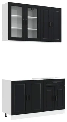 Produktbild von Kücheneinheit PORTO 4 pcs Schwarz Holzwerkstoff