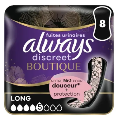 Obrázek produktu pro Always Discreet Boutique Long, Inkontinenční podložka, Žena, 8 kusů
