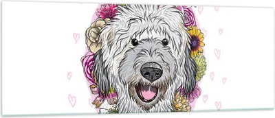 Produktbild von Bilder auf glas - Hund Blumen Kinder exotische - 140x50cm - Glasbilder - Wandbilder - Kunstdruck - zum Aufhängen bereit - Wanddekoration aus Glas - Glas Bilder - Wandbild auf Glas - GAB140x50-3146