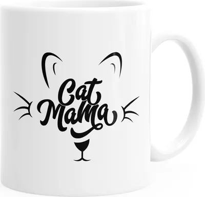 Produktbild von Tasse Katze Cat Mama Kaffeetasse einfarbig MoonWorks® weiß unisize