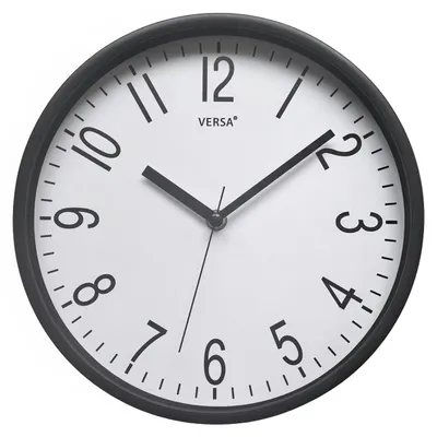 Wanduhr, 25 cm, leise, Polypropylen, Weiß/Schwarz, dekorativ