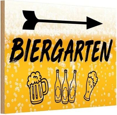 Produktbild von vianmo Holzschild 12x18 cm Biergarten rechts Bier