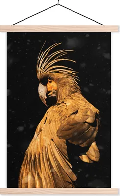 Produktbild von MuchoWow® Textilposter Kakadu - Vögel - Gold 120x180 cm mit holzfarbenen Rahmen - Textil-Plakat