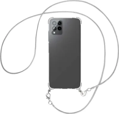 Produktbild von Handykette Backcover-Schutzhülle mit Band (Metall silberfarben) für Telekom T Phone Pro, T-Mobile Revvl 6 PRO 5G - silberfarbene Snake-Kette