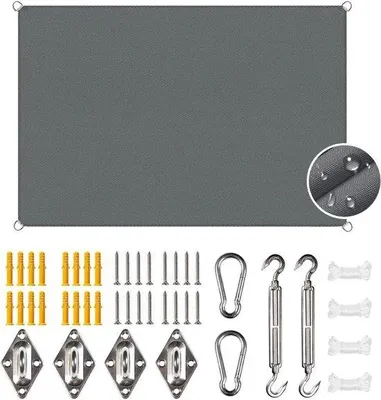 Image de Voile d'ombrage rectangulaire 3 x 4 m - Imperméable - Balcon - Avec kit de fixation