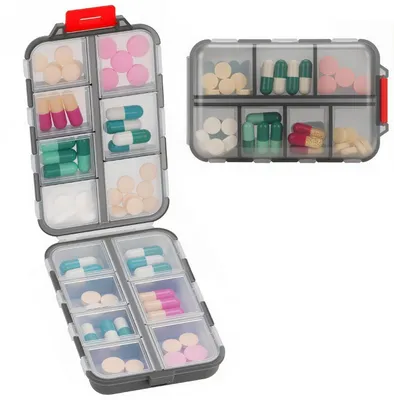 Immagine prodotto di Contenitore per pillole da 7 giorni, con 14 scomparti, ideale per viaggi. Resistente alle perdite e all'umidità