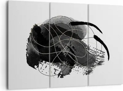 Produktbild von Bild auf Leinwand - Leinwandbild - 3 Teile - Abstraktion Schwarz Flecken - 105x70cm - Wand Bild - Wanddeko - Wandbilder - Leinwanddruck - Bilder - Wanddekoration - Leinwand bilder - CE105x70-4368