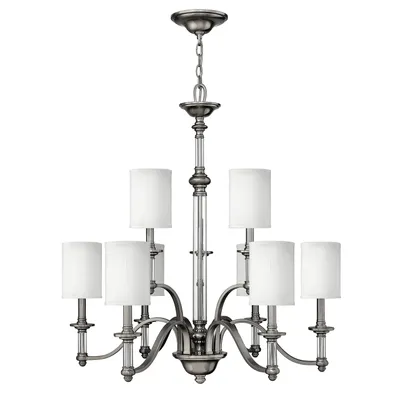 Zdjęcie produktu dla Żyrandol Sussex szczotkowany nikiel 9xE14x40W metal wym:400x81,3x81,3cm IP20 Hinkley