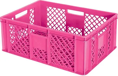 Produktbild von 54 Stück Eurobehälter durchbrochen/Bäckerkiste, LxBxH 600 x 400 x 240 mm, PE-HD, lebensmittelecht, pink, Palettenware