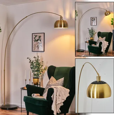 Produktbild von Gavirate Stehlampe aus Metall m. Marmorfuß in Schwarz/Gold/Messing gebürstet