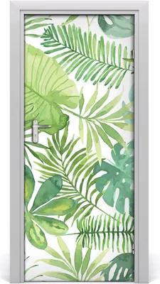 Produktbild von Tulup Türaufkleber 85x205 cm Dekorative Aufkleber Selbstklebend Wasserdichte Tapete Abnehmbar Schlafzimmer Wohnzimmer Wohnkultur - tropische Blätter